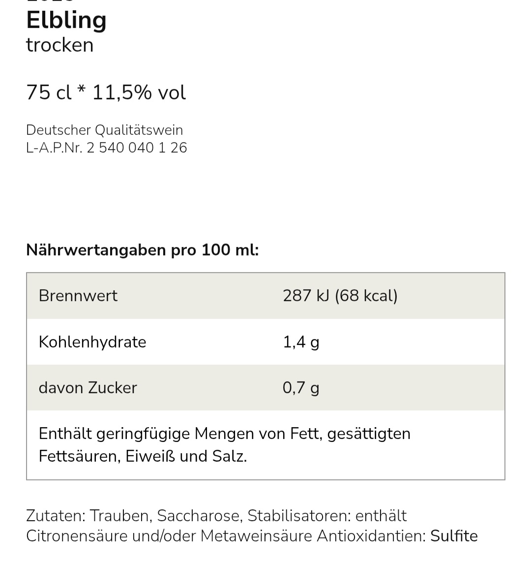 Elbling DQ trocken, Weingut Dostert, Mosel