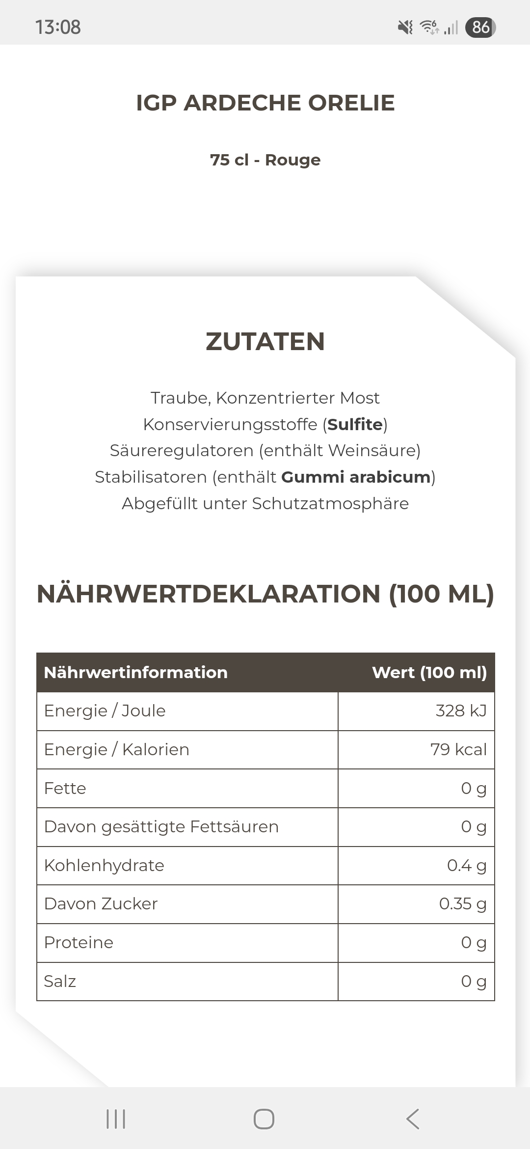 Orelié Rouge IGP, Ardeche, Frankreich