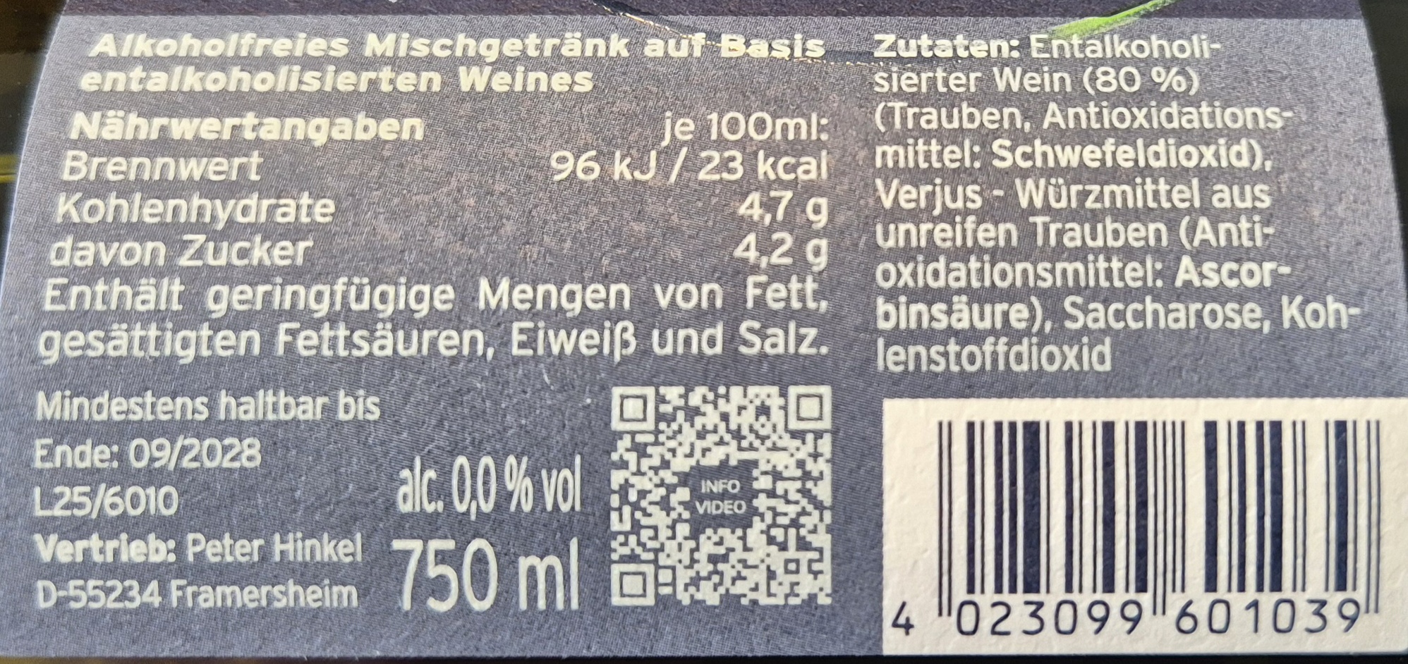 Dri.Ver! alkoholfreier Weißwein, Weingut Dr. Hinkel, Rheinhessen