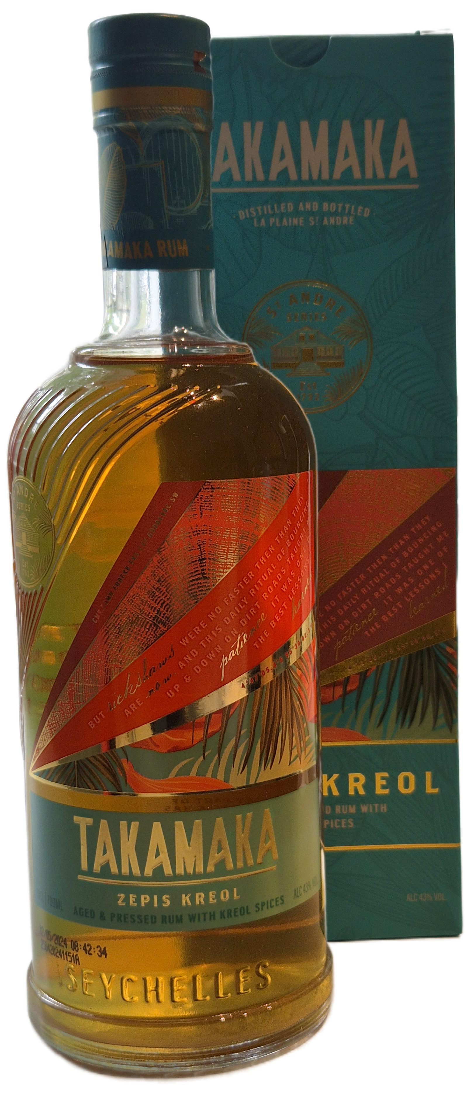 Takamaka Zepis Kreol Spiced RUM 43% Vol., Seychellen