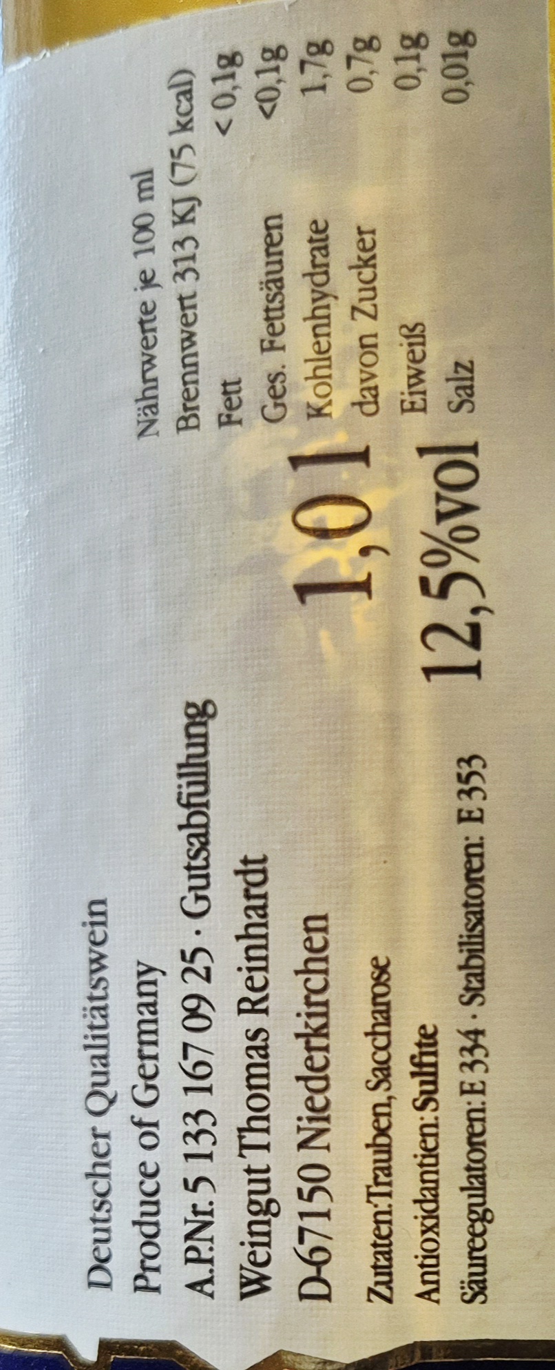 Weißburgunder DQ trocken, Weingut Thomas Reinhardt, Rheinhessen