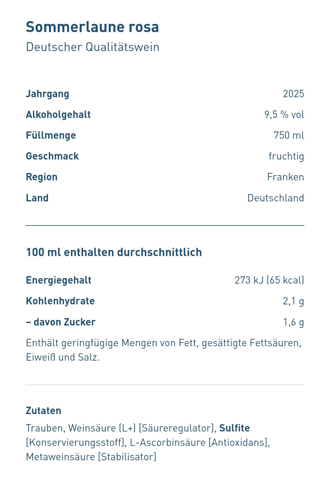 Sommerlaune Rotling DQ fruchtig, Winzer Sommerach, Franken 